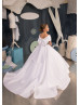 Off Shoulder White Satin Gorgeous Flower Girl Dress